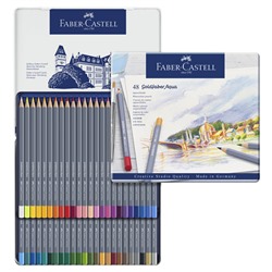 Карандаши акварельные набор 48 цветов, Faber-Castell Goldfaber Aqua, в металлическом пенале