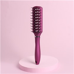 Расчёска массажная, вентилируемая, прорезиненная ручка, 23 × 4,2 см, цвет фиолетовый