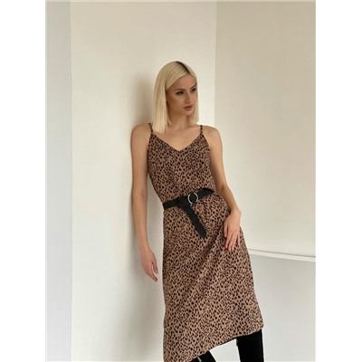 4986 Платье-комбинация в цвете какао леопардовое