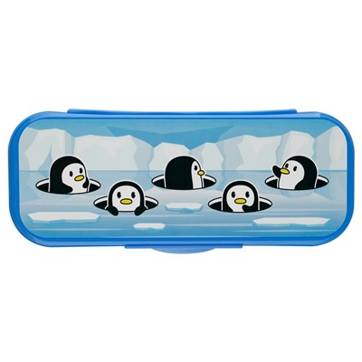 Пенал-футляр "Пингвины" светло-синий, 215*90*43 (ПН-31465, СТАММ) пластик