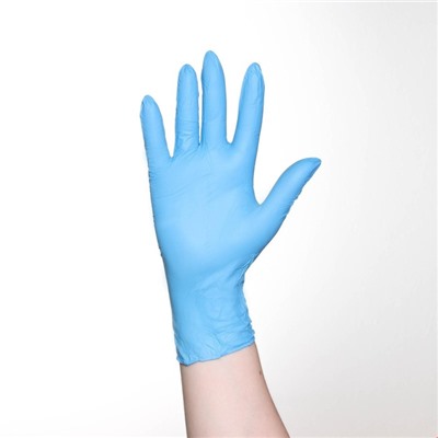 Перчатки хозяйственные нитриловые, размер M, 100 шт, цена за 1 шт, цвет голубой