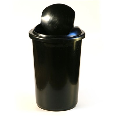 Корзина для бумаг пластик цельная с крышкой 12л Uni (подвижной крышка) черная