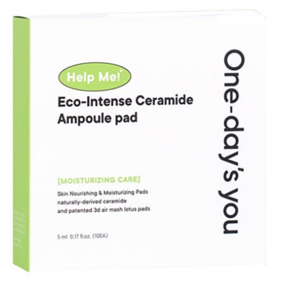 One-day's you Тонер-пэды с керамидами / Help Me Eco-Intense Ceramide Ampoule Pad, 20 пэдов