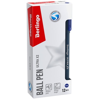 Ручка шар. Berlingo "Ultra X2" (CBp_07279) синяя, 0.7мм., игольчатый стержень