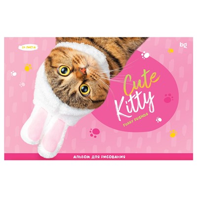 Альбом для рисования BG 24л. на скрепке "Cute Kitty" (АР4ск24 12841) обложка картон