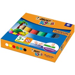 Пластилин 6 цветов, 60 г, BIC Kids Plastelina, детский, мягкий, в картонной упаковке