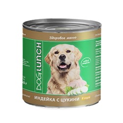 Влажный корм Dog Lunch для собак, индейка с цукини в соусе, 750 г