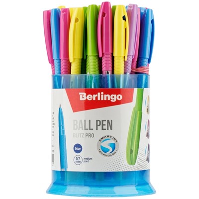 Ручка шар. Berlingo "Blitz Pro" (CBp_70835) на масляной основе, синяя, 0.7мм, игольчатый стержень, корпус ассорти