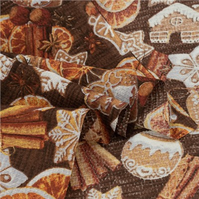 Ткань на отрез вафельное полотно набивное 150 см 3050-1 Корица цвет коричневый