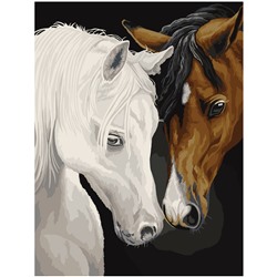 Картина по номерам на холсте "Лошади" 30*40см (КХ3040_53830) ТРИ СОВЫ, с акриловыми красками