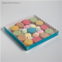 Коробочка для печенья с PVC крышкой, голубая, 25 х 25 х 3 см