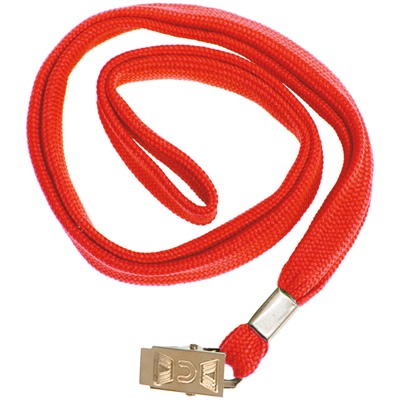 Шнурок для бейджей OfficeSpace, с клипсой, красный, 45см (284666)