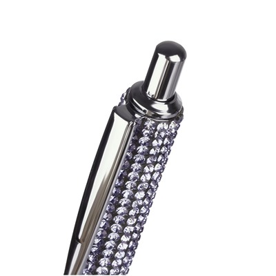 Ручка MESHU шар. "Lilac diamond" синяя (MS_65984) 1мм, корпус серебристый со стразами, в ПВХ боксе