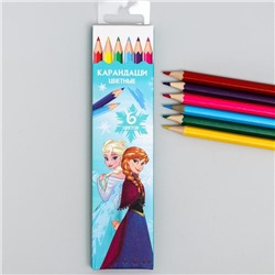 Карандаши цветные, 6 цветов Frozen, Холодное сердце