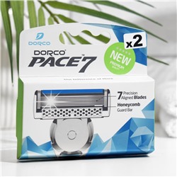 Сменные кассеты для бритья Dorco Pace7, 7 лезвий с увлажняющей полоской, 2 шт.