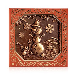 Шоколад барельефный элитный Снеговик (квадрат 46 мм.)