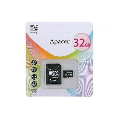 Карта памяти APACER micro SD 32 Gb с адаптером (class 10) AP32GMCSH10-R Apacer {Тайвань}