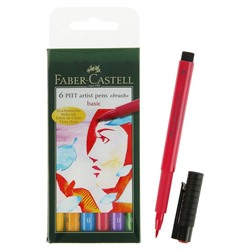 Ручка кисть капиллярная, набор Faber-Castell PITT Artist Pen Brush 6 цветов