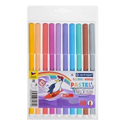 Фломастеры 10 цветов 2.0 мм Centropen 7550 TP Colour World Pastel, смываемые. европодвес