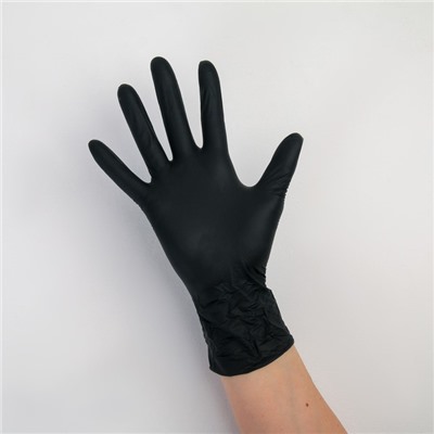 Перчатки A.D.M. нитриловые, размер S, 8 гр, 100 шт/уп, цвет чёрный