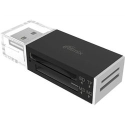 Картридер USB 2.0 "Ritmix" для SD/micro-SD/MS/M2 (CR-2042, 15119267) черный