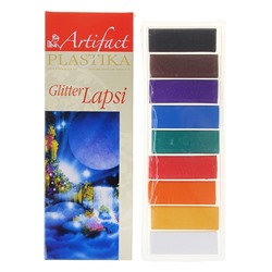 Пластика - полимерная глина набор LAPSI GLITTER 9 классических цветов с блестками 180г