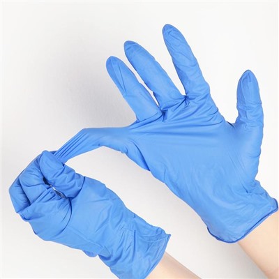 Перчатки нитриловые неопудренные Eco, смотровые, нестерильные, текстурированные, размер L, 200 шт/уп, цена за 1 шт, цвет синий