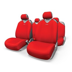 Чехол-майка AUTOPROFI R-1 SPORT PLUS R-902P RD, закрытое сиденье, полиэстер, 9 предметов, цвет красный