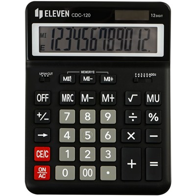 Калькулятор настольный ELEVEN CDC-120-BK, 12-разрядный, 155*206*38мм, дв.питание, черный