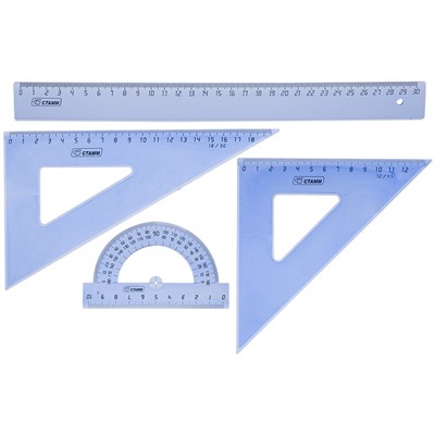 Набор чертежный большой СТАММ (НГ05) треуг.2шт., лин.30см., транспортир, тонированный