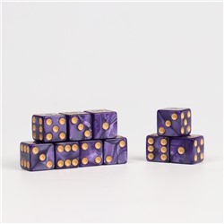 Набор кубиков игральных "Время игры", 10 шт, 1.6 х 1.6 см, фиолетовые