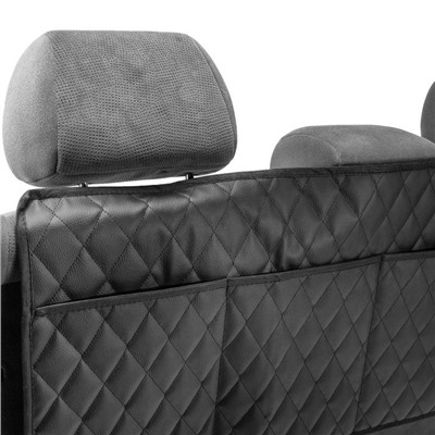 Органайзер на спинку сиденья в багажник, экокожа, ромб, черный, 95х40 см