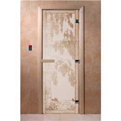Дверь «Берёзка», размер коробки 200 × 80 см, правая, цвет сатин