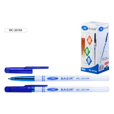 Ручка шар. "Basir" (MC-2019А) синяя, белый корпус