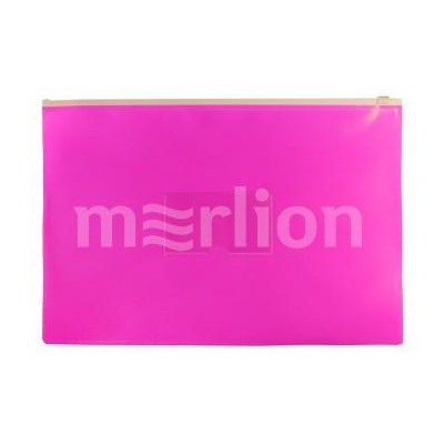 Папка на гибкой молнии А4+ ZIP карман под визитку Double Neon DNEBPM4APINK 0.15мм розовая (1125206) Бюрократ {Россия}