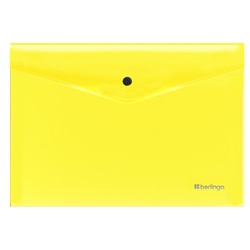 Папка с кнопкой А4 Berlingo "Neon" прозрачная, желтый неон (EFb_A4390) 200 мкм