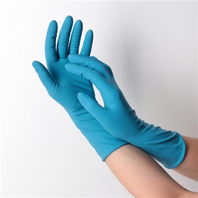Перчатки латексные неопудренные High Risk, смотровые, нестерильные, текстурированные, размер M, 31,4 гр, 50 шт/уп, цена за 1 шт, цвет голубой