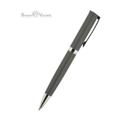 Ручка автоматическая шариковая 1.0мм "MILANO" синяя, серый металлический корпус 20-0227 Bruno Visconti {Китай}