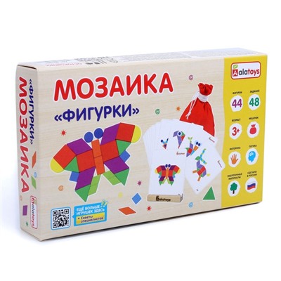 Мозаика «Фигурки» 44 фигурки, 48 заданий, тканевый мешочек