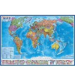 Карта настенная "Мир. Политическая карта" М-1:28млн., 118*80см, ламинир., (КН046) в тубусе