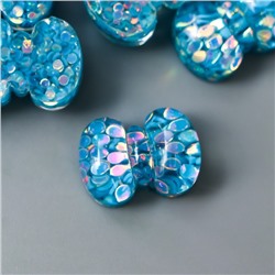 Декор для творчества пластик "Синий бантик" кристалл 1х1,4 см