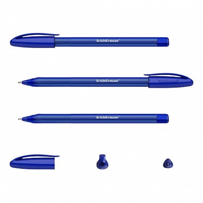 Ручка шар. ErichKrause "Ultra Glide Technology U-108" (47595) синяя, 1мм, тонированный трехгран. корпус, игольчатый стержень
