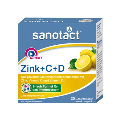 sanotact Zink + C + D Lutschtabletten 20 шт., 34 г
