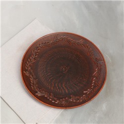 Тарелка плоская "Резной узор", декор, красная глина, 25 см