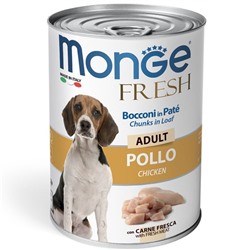 Влажный корм Monge Dog Fresh Chunks in Loaf для собак, рулет из курицы, 400 г