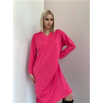 5514 Платье трикотажное со спущенным плечом розовое
