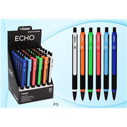 Ручка шар. автомат. "VINSON Echo" (F5) синяя, 0.7мм, на масляной основе, корпус черный с цветными вставками