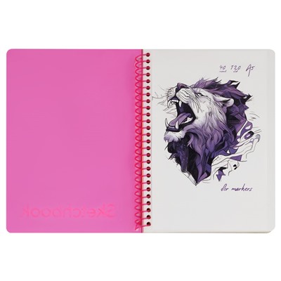 Скетчбук А5  40л. 120г/м, для рисования маркерами, пластиковая обл. на спир. "Neon. Pink" (СА540гр_59315, BG)