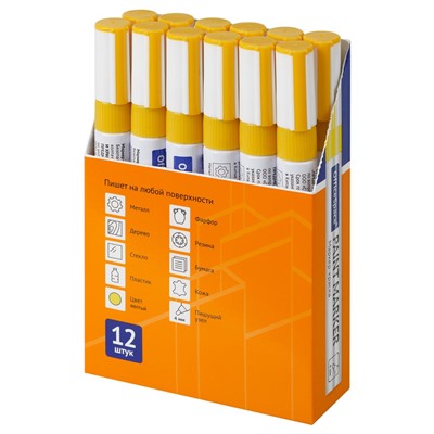 Маркер-краска лаковый OfficeSpace, желтый 1-4мм (PM_51088) на нитрооснове