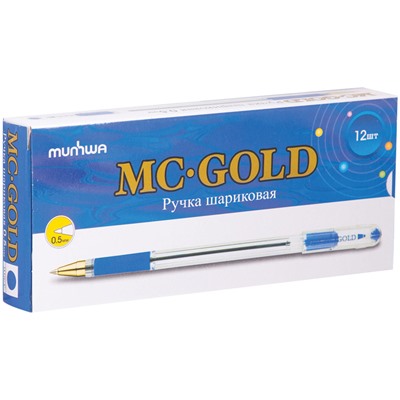 Ручка шар. Munhwa "MC Gold" на масляной основе, синяя 0.5мм (BMC-02)